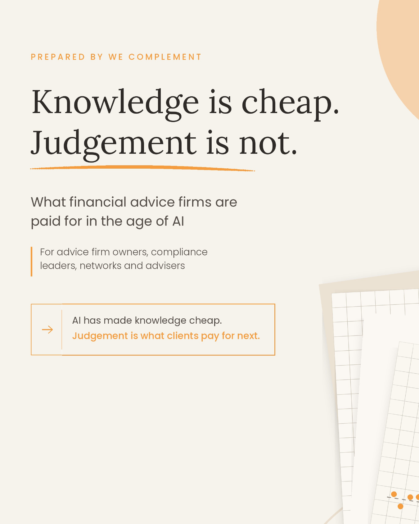 Knowledge is cheap. Judgement is not. white paper cover